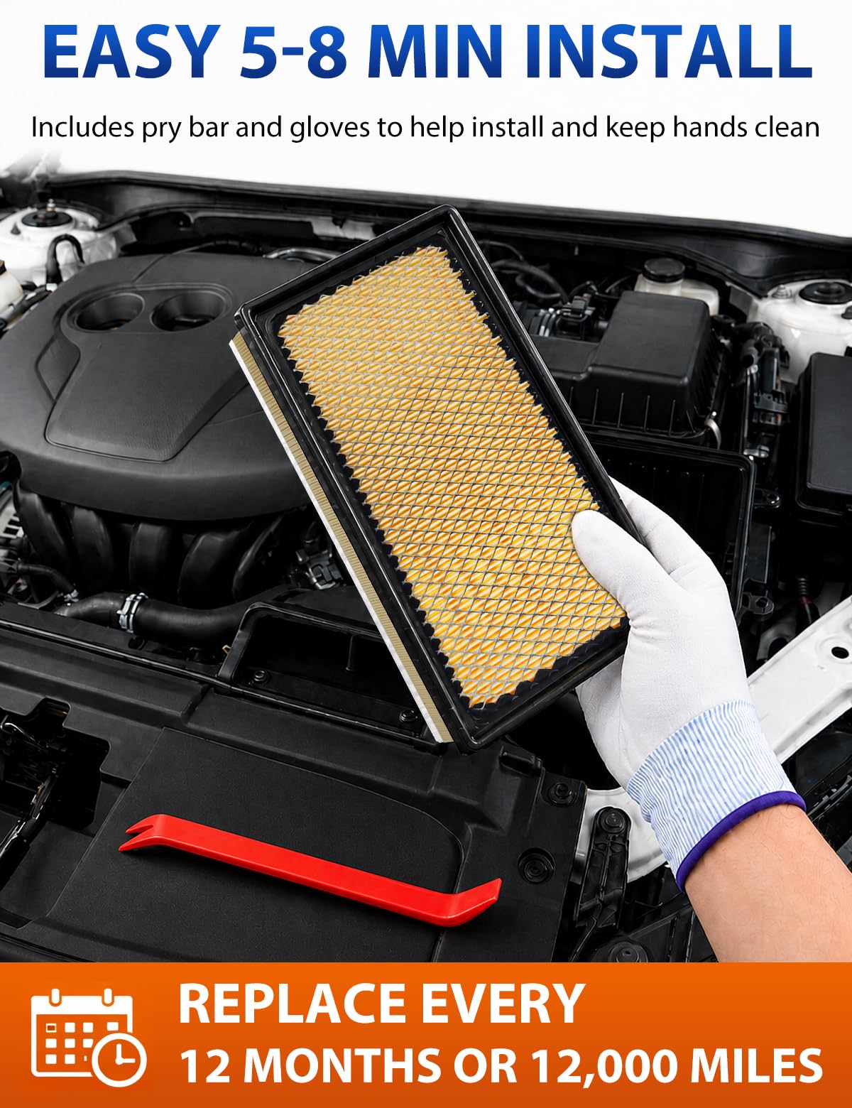 FILTRUST pry bar and gloves included for easy installation and clean handling