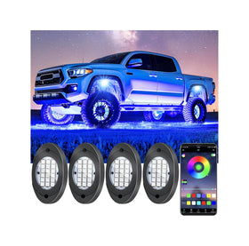 Fimker front view of four LED pods showing compact design and bright glow