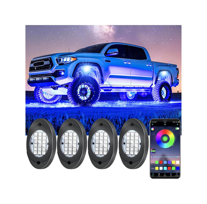 Fimker front view of four LED pods showing compact design and bright glow