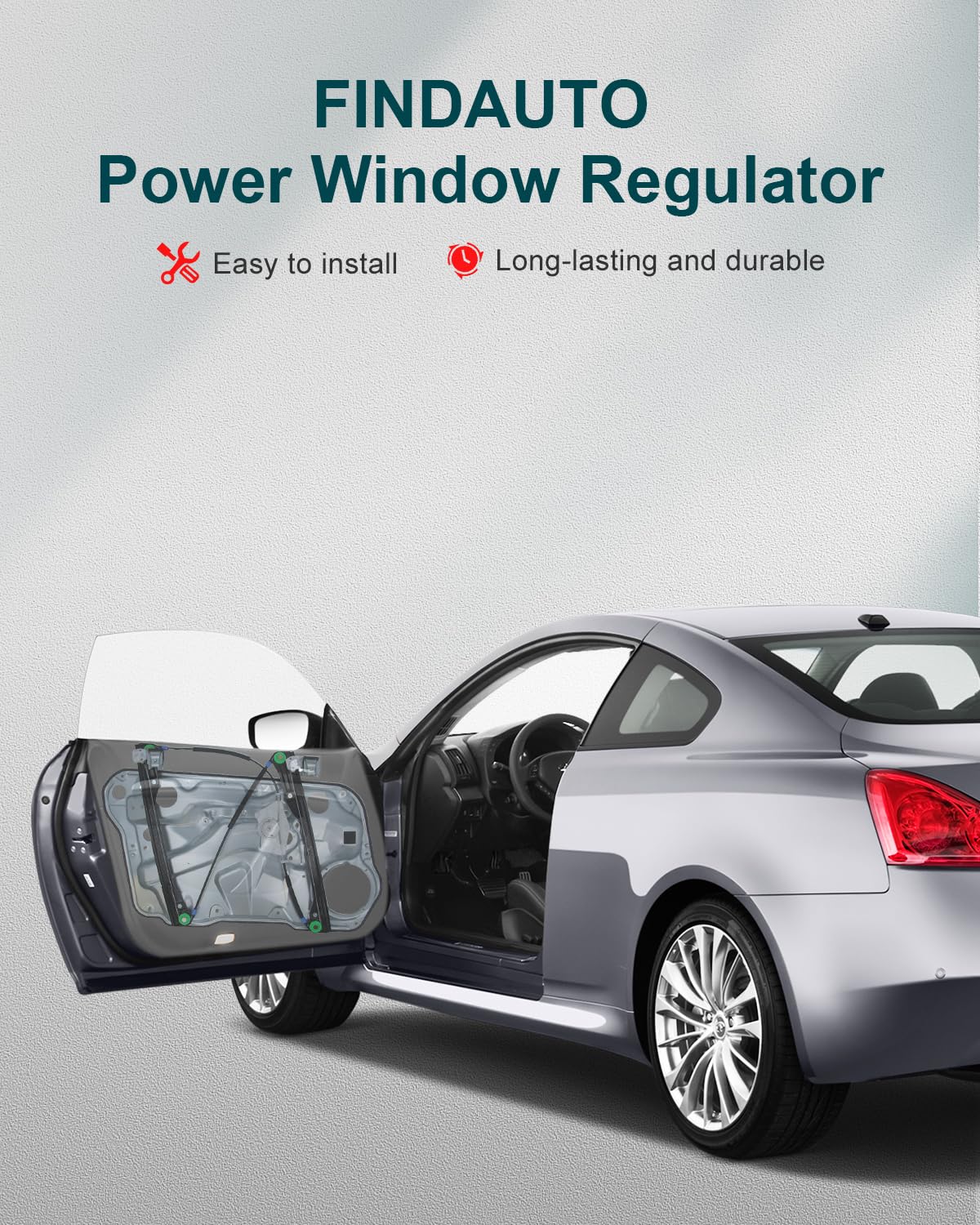 FINDAUTO regulator installed in door illustrating straightforward replacement process