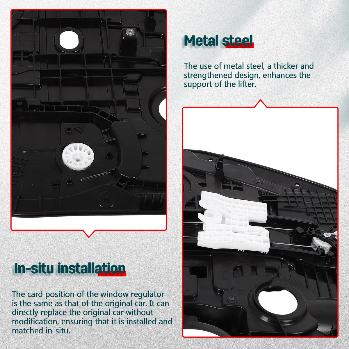 FINDAUTO track detail demonstrating smooth sliding surfaces for quiet window motion