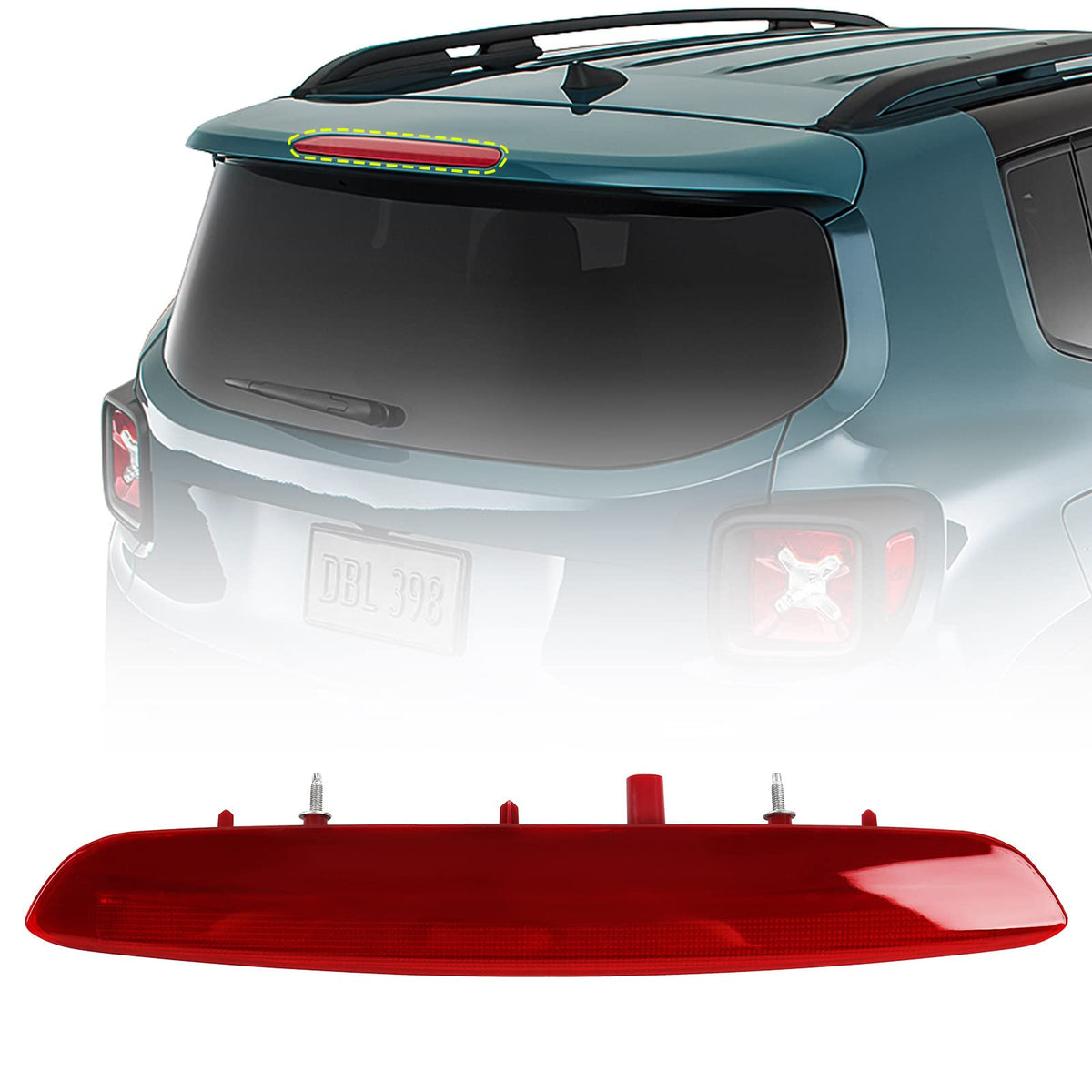 FIONE front view of third brake light showing OEM fit and clear lens benefit