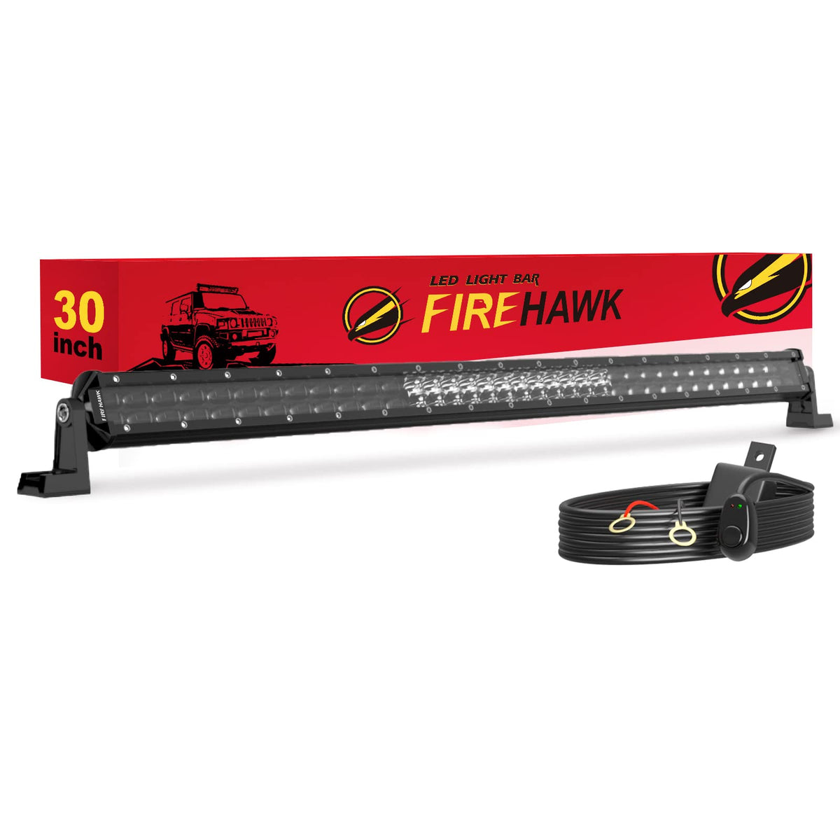 Firehawk front view showing full 30-inch light bar and housing for powerful illumination