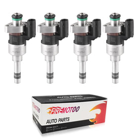 FIREMOTOO front view of four injectors showing complete package and fitment reassurance