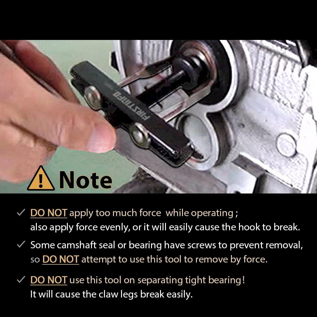 FIRSTINFO tool in use pulling an engine seal illustrating faster seal removal without disassembly
