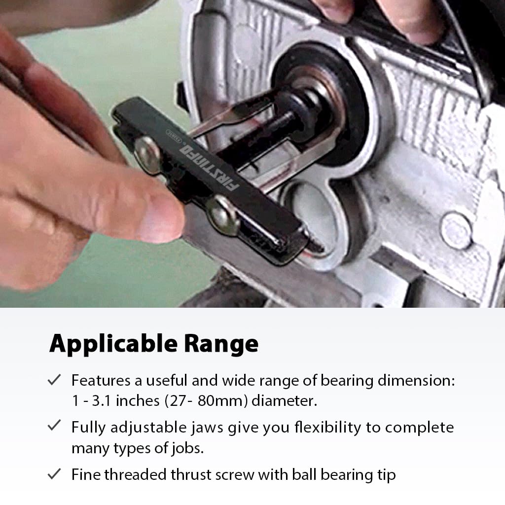 FIRSTINFO close-up of the 73mm short hook showing compact profile for tight spaces