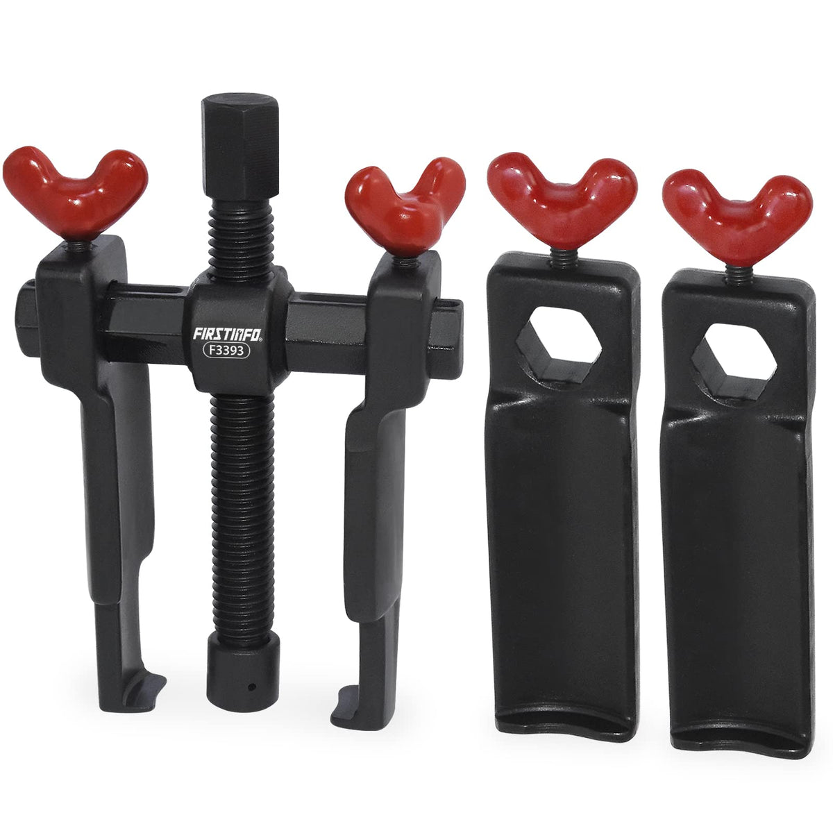 FIRSTINFO front view of wiper arm puller showing compact, durable steel body and hooks for quick removal