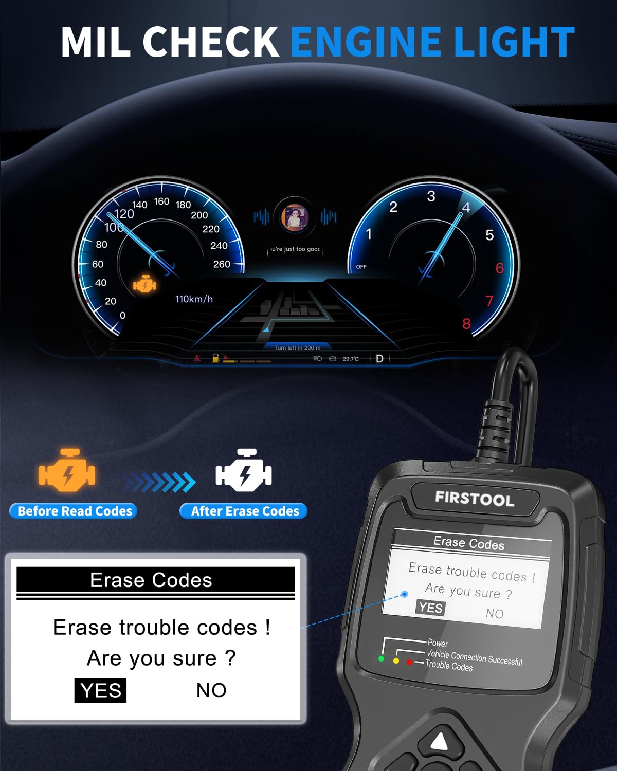 FIRSTOOL display showing live sensor data to verify engine performance in real time