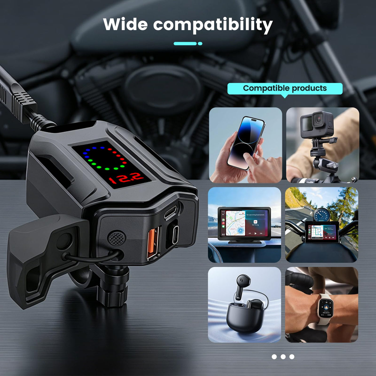 FISHOAKY installed on a motorcycle handlebar demonstrating secure mounting and accessibility