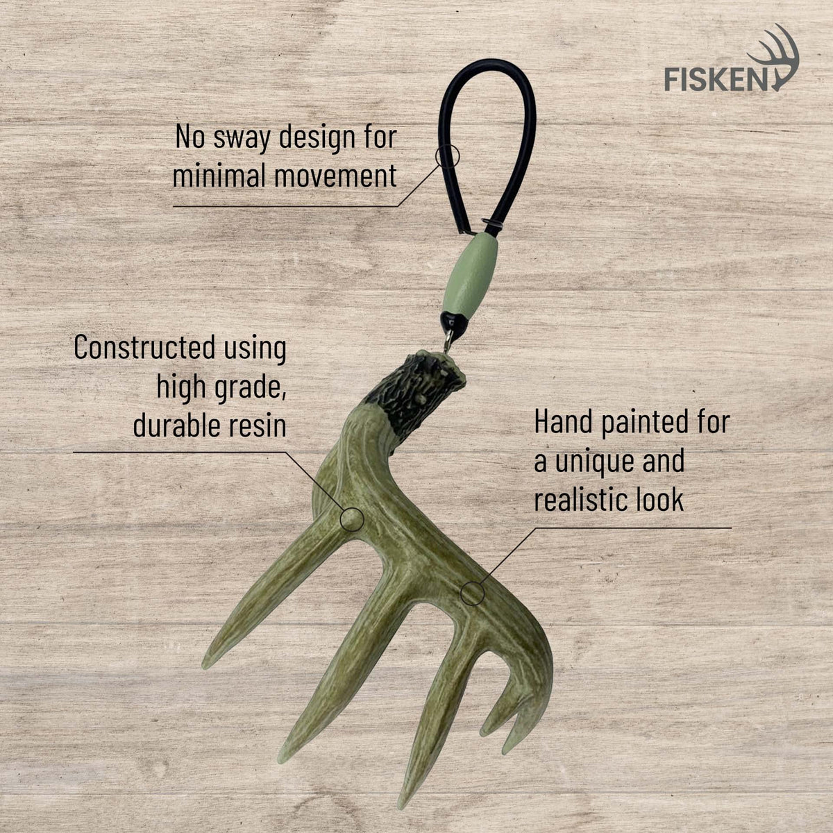 Fisken antler close-up texture highlighting hand-painted grain and durable poly