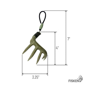 Fisken antler next to ruler for size comparison and true-to-life proportions