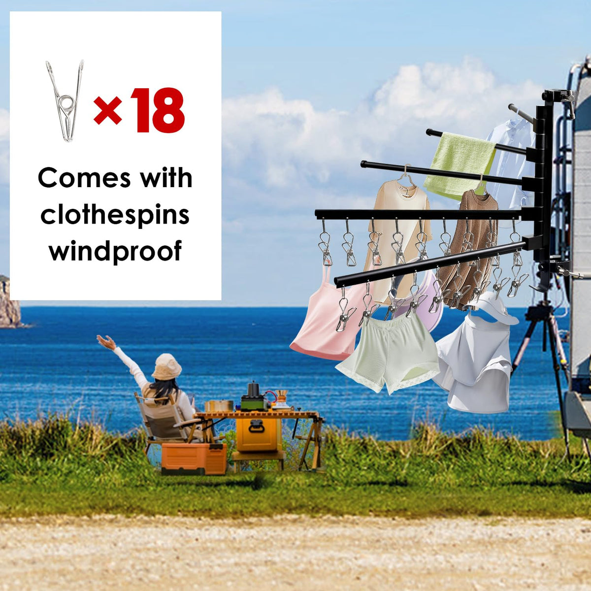 Fistihon stainless-steel clips close-up securing garments against wind