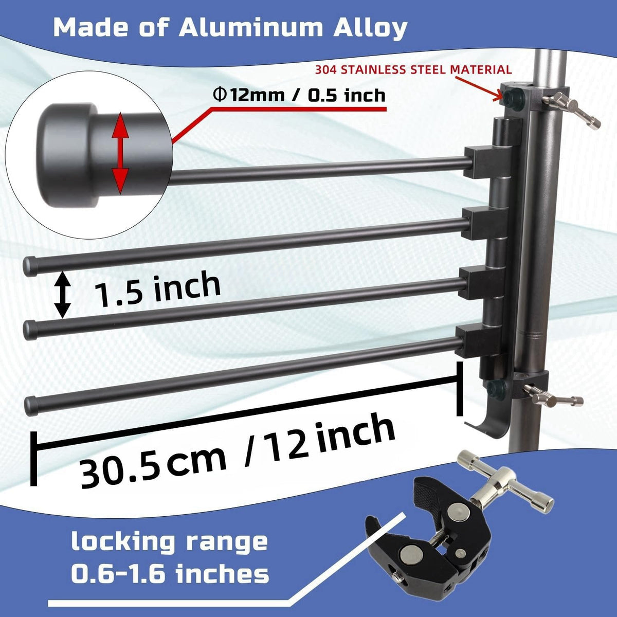 Fistihon four arms extended with clothes showing high-capacity drying