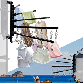 Fistihon mounted on RV ladder showing full-rack capacity and stable drying
