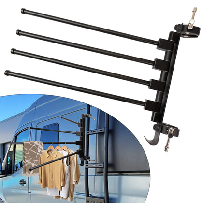 Fistihon front view on RV ladder showing secure no-drill mount and convenience