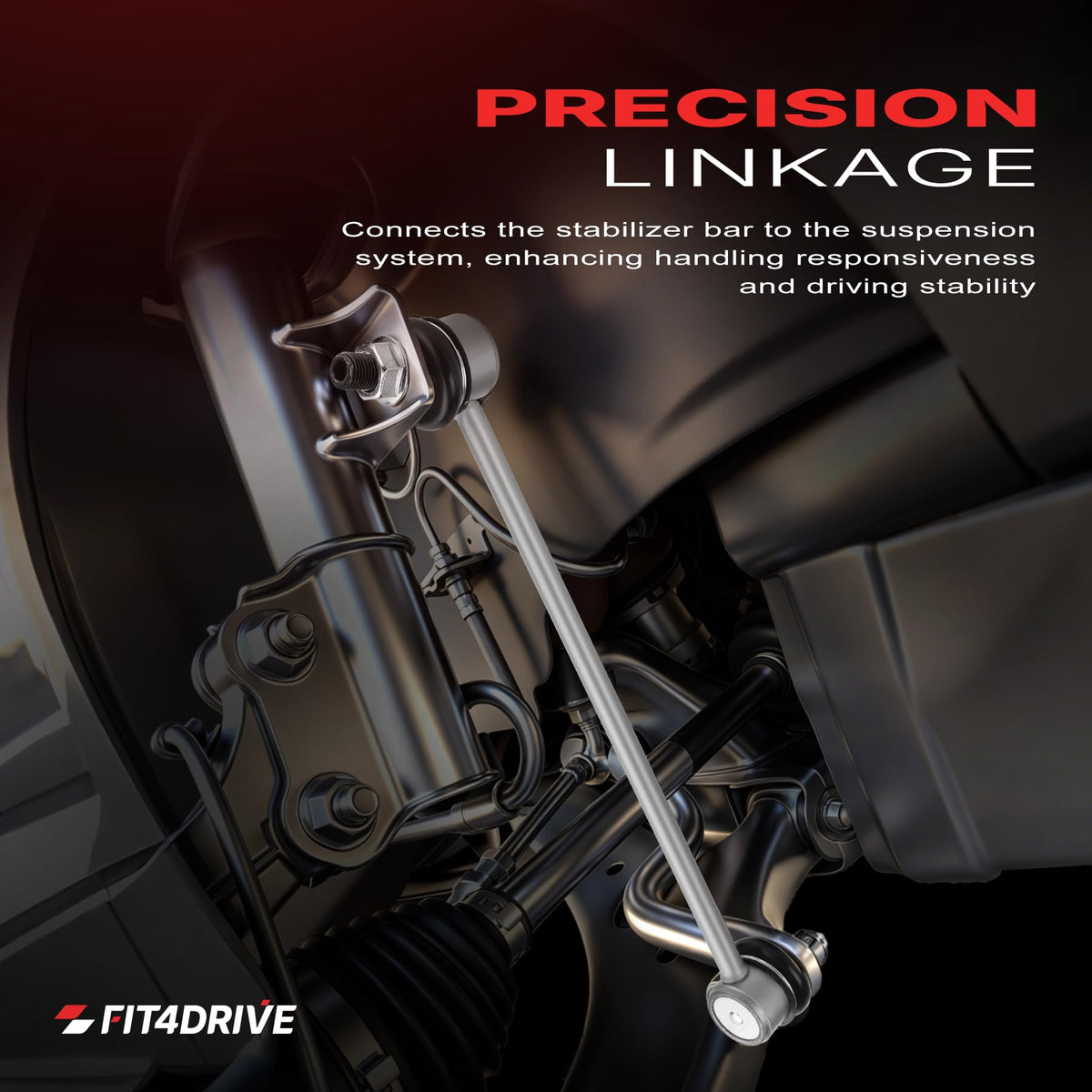 Fit4drive detailed view of rubber bushing and ball joint for quiet ride