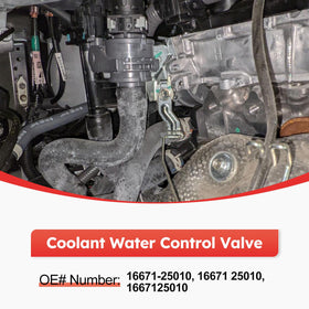 Fit4drive coolant valve installed under hood showing compatibility with Toyota lines