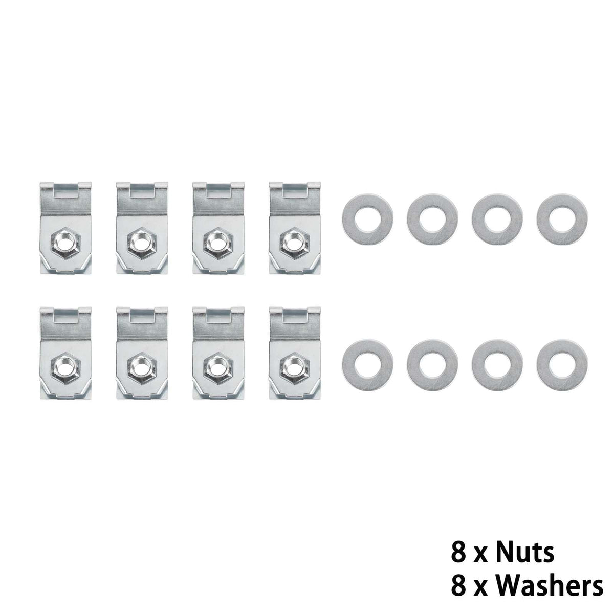 Fitede kit contents spread on workbench to show all included bolts, nuts, washers
