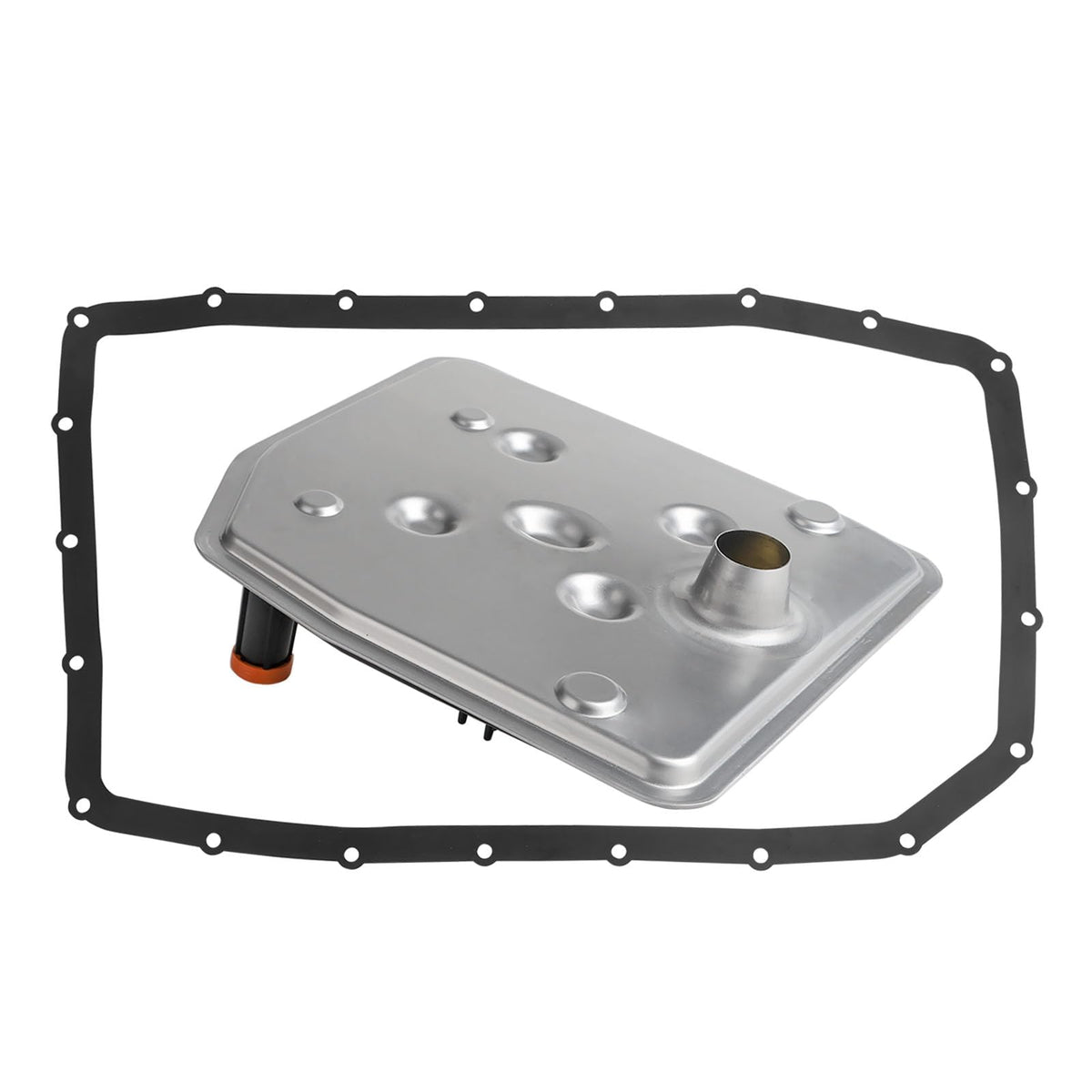Fitede front view of transmission filter and gasket showing fit and quality