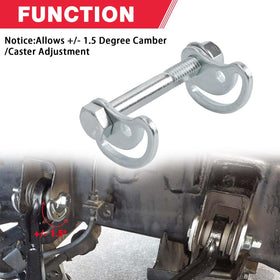 Fitede kit laid out with 8 cams 4 bolts 4 nuts for complete alignment repair