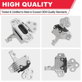 Fitede three-piece mount kit laid out showing included parts for full drivetrain support
