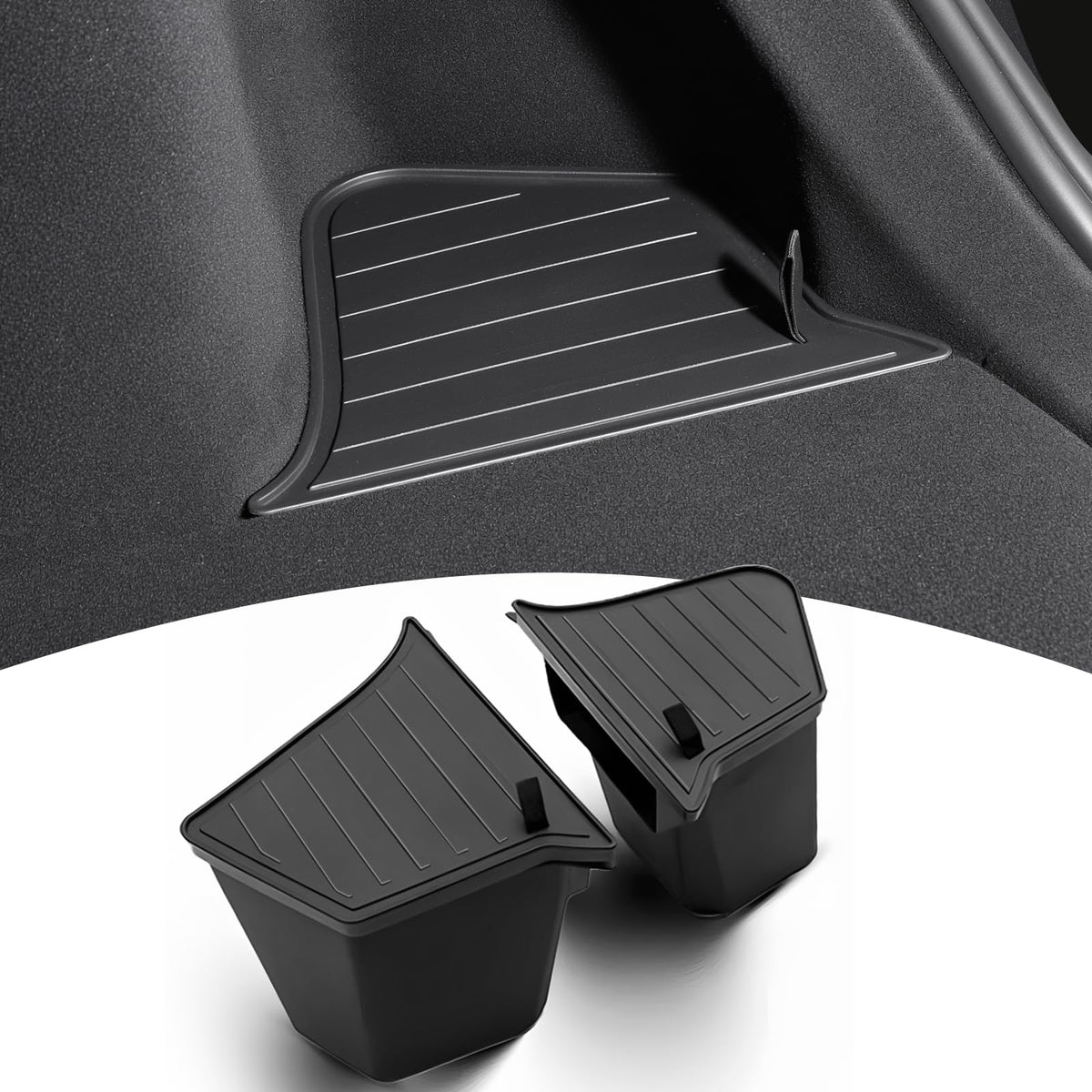 FITEV installed front view in Model Y Juniper shows neat organized trunk