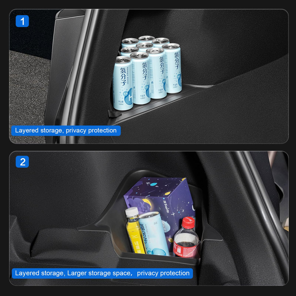 FITEV lifestyle trunk view with weekend gear highlights tidy storage