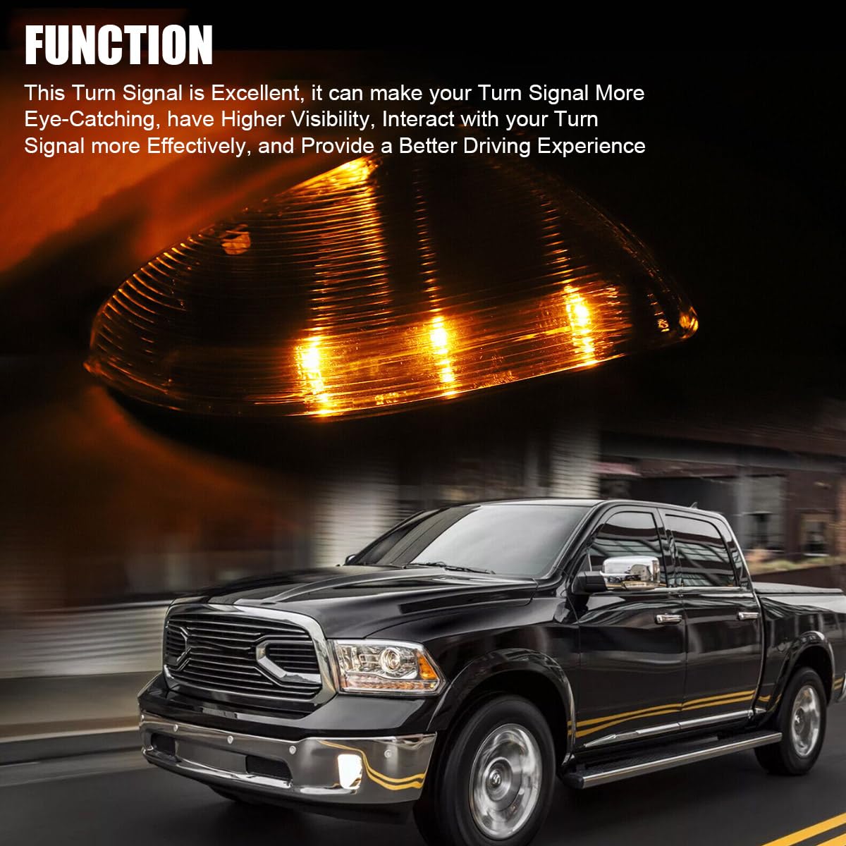 fitfoyo lifestyle nighttime signal view demonstrating bright, noticeable turn indication