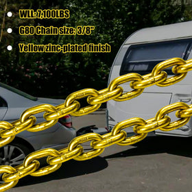 FITHOIST chain installed between vehicle and trailer demonstrating dependable backup connection