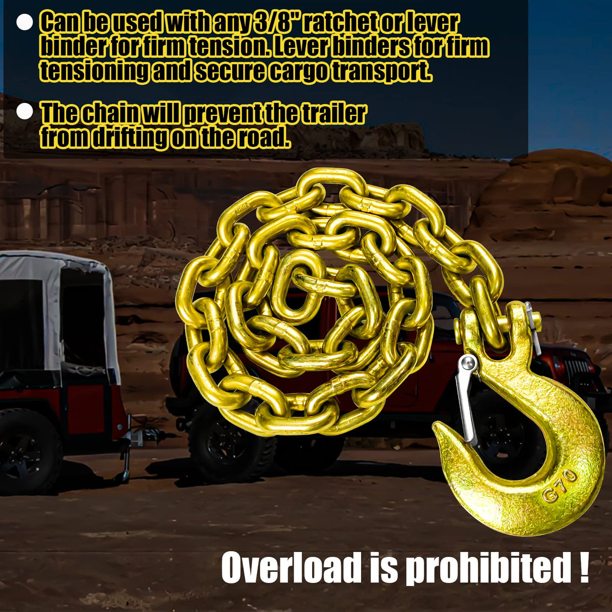 FITHOIST clevis snap hook close-up with safety clip for secure trailer attachment