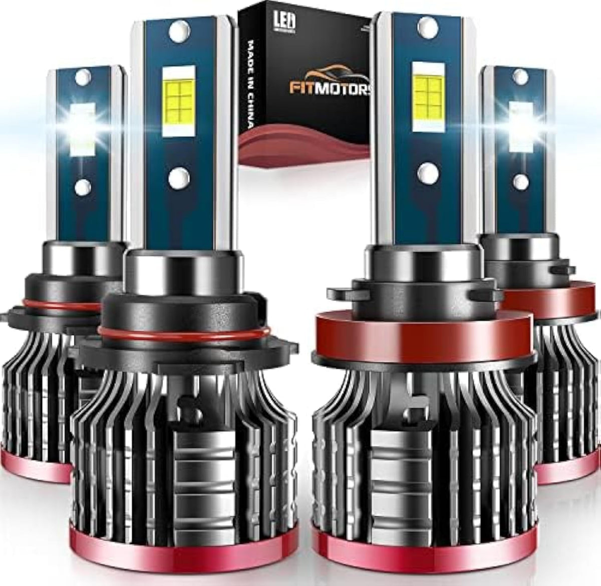 FITMOTORS front view of four bulbs showing design and plug benefit