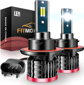 FITMOTORS front packaging showing both H13 bulbs and benefits