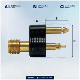 Five Oceans male connector mated with Yamaha female end demonstrating compatibility