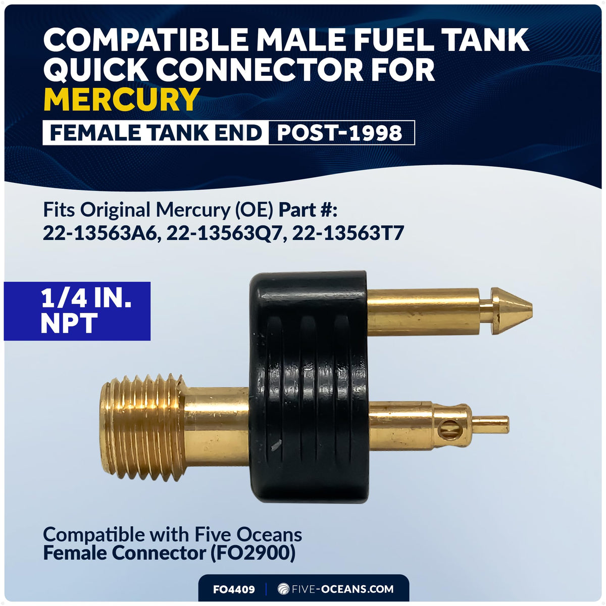 Five Oceans FO4409 clip detail highlighting two-prong latch for reliable engagement