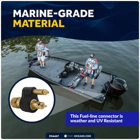 Five Oceans connector installed on a portable fuel tank for reliable hookup