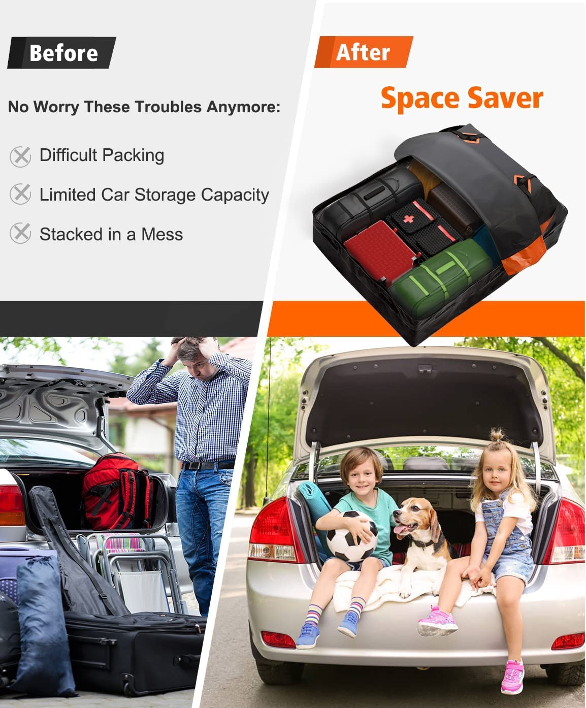 FIVKLEMNZ folded in storage bag for compact offseason storage and portability
