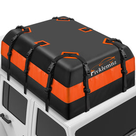 FIVKLEMNZ front view of rooftop bag showing shape and sealed flap for weather protection