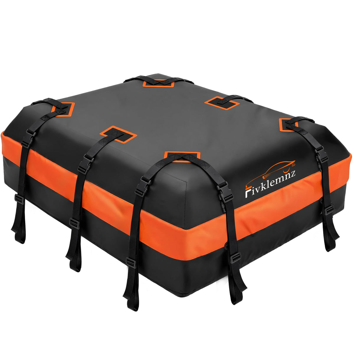 FIVKLEMNZ front view of rooftop bag showing full capacity and weatherproof design