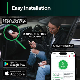 FIXD app scan results on phone displaying clear fault explanations