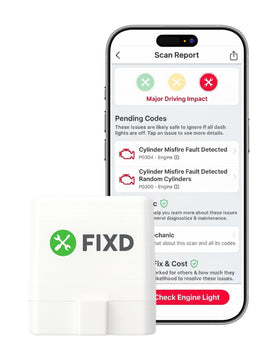 FIXD front sensor view showing compact design and easy plug-in benefit