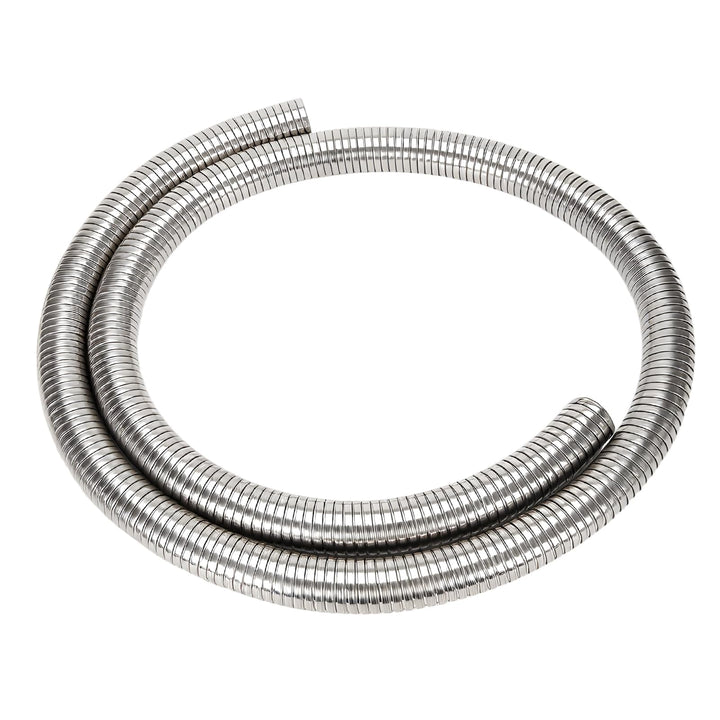FIZZBOP front view of stainless flex pipe showing length and shine, durable fit