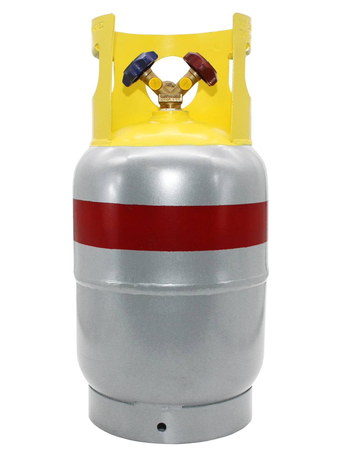 Flame King front view showing 30LB tank and secure cap, highlights durable construction