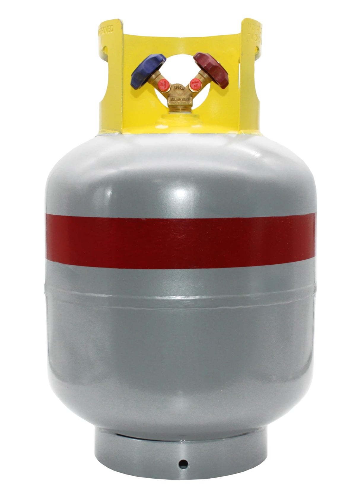 Flame King 50LB A2L cylinder front view showing label and connectors for safe identification