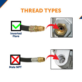 Flame King ACR-2a side label and threaded inlet visible, showing clear connection details for installers