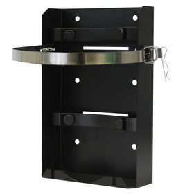 Flame King bracket front view showing secure tank cradle and frame benefit