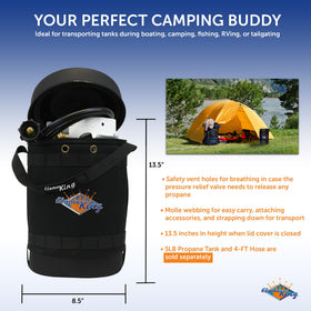 Flame King side profile showing sturdy molded case for safe carrying