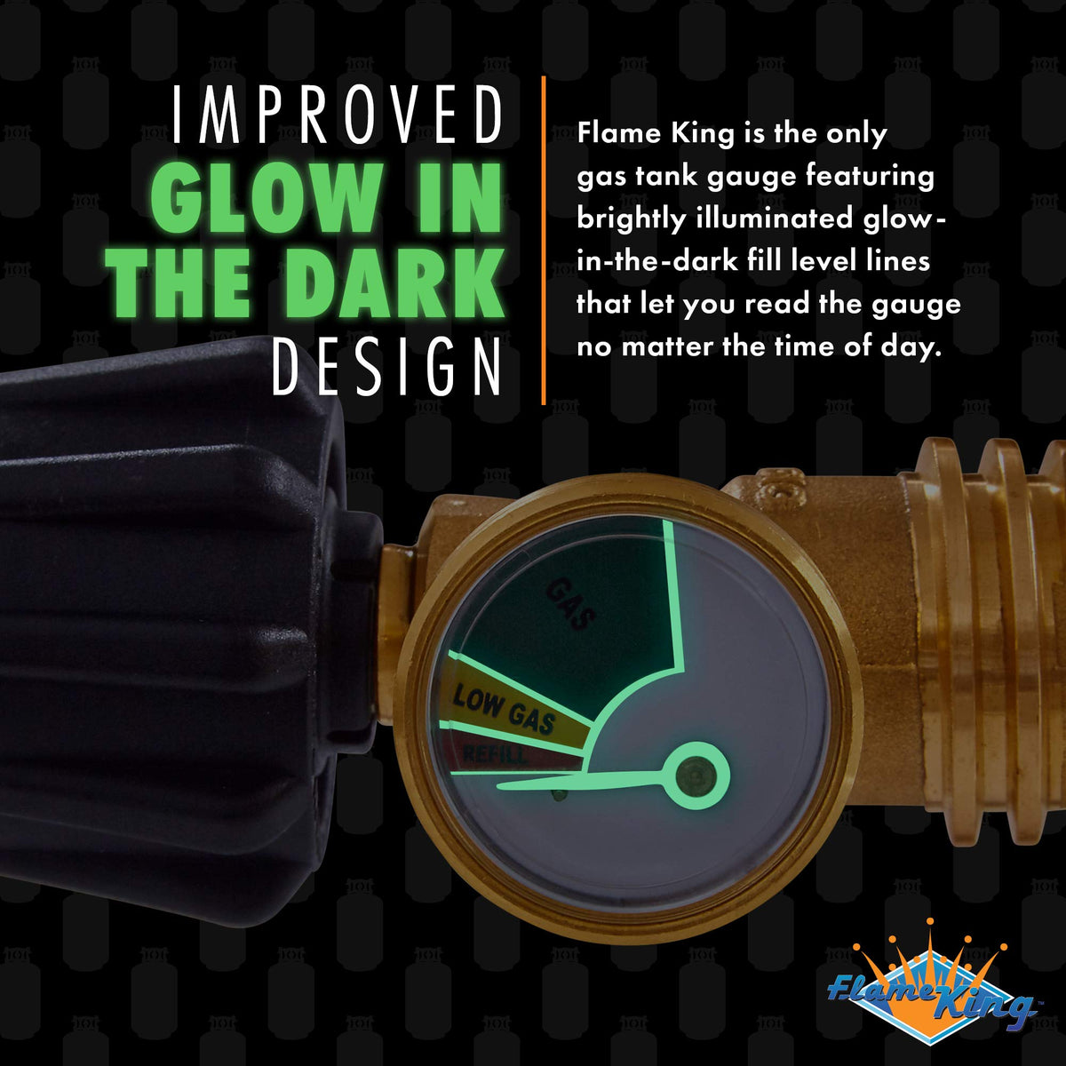 Flame King gauge installed on a grill cylinder to prevent unexpected propane runouts