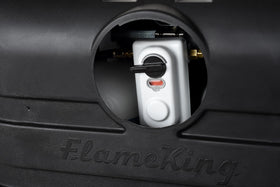 Flame King at campsite offering tidy, low-profile storage benefit