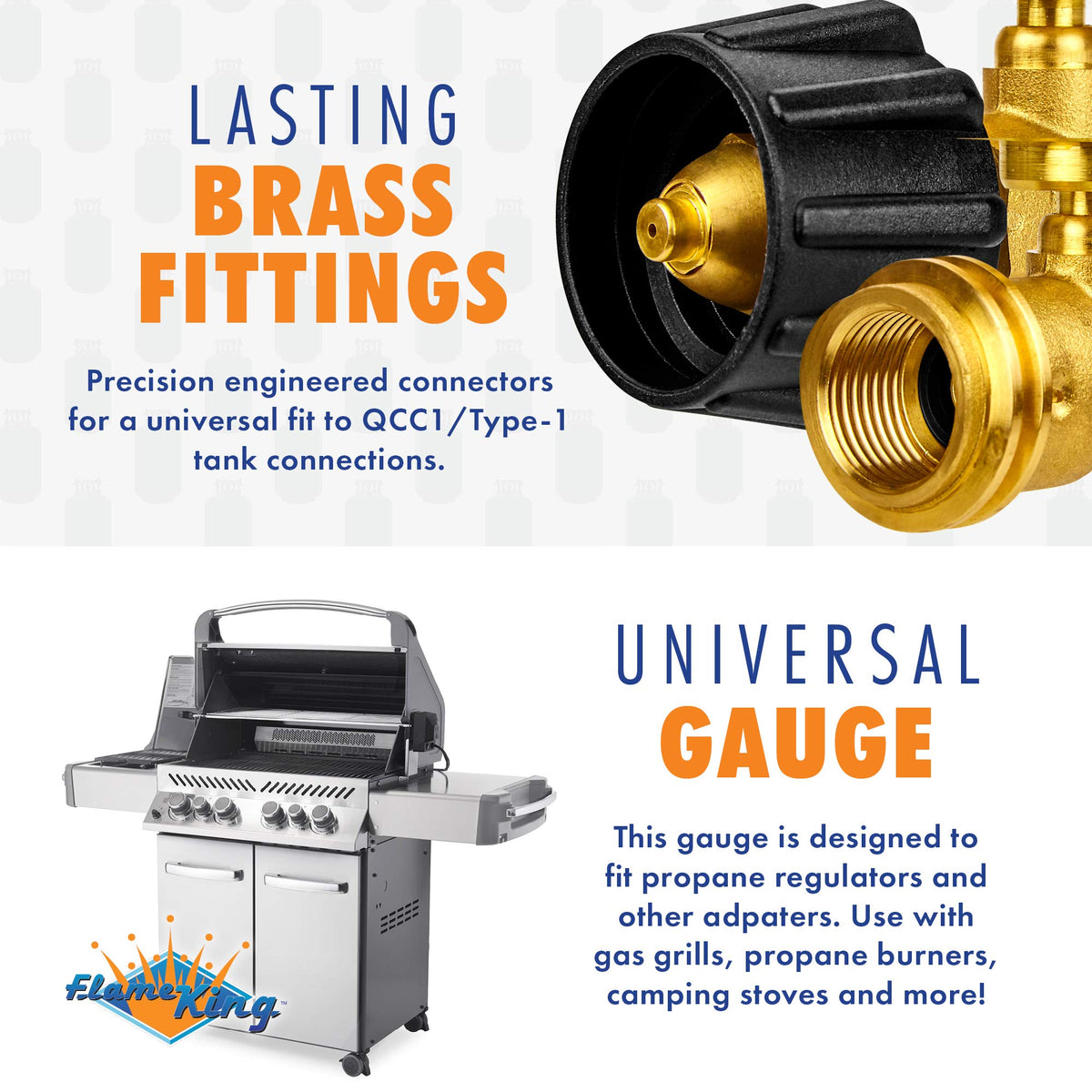 Flame King retail packaging and included components for immediate, simple installation