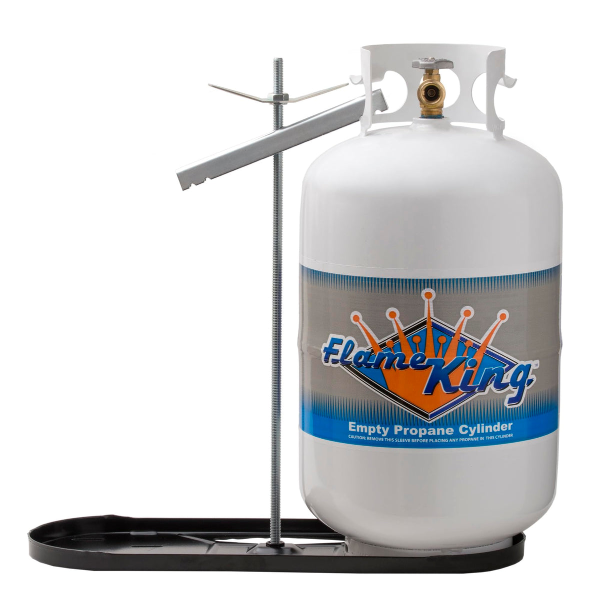 Flame King front view of dual tank rack showing fit and stability